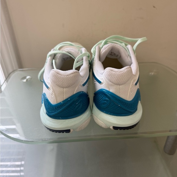 ASICS Women's GEL-RESOLUTION 9 OC 1042A208 White Teal Blue Tennis Shoes Size 8 - Picture 3 of 6